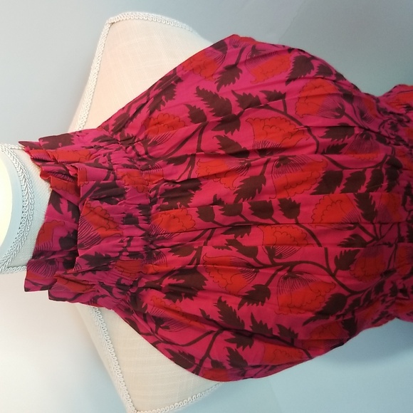 Anthropologie Kopal Deep Pink Floral Halter Jumpsuit Large - Picture 2 of 5